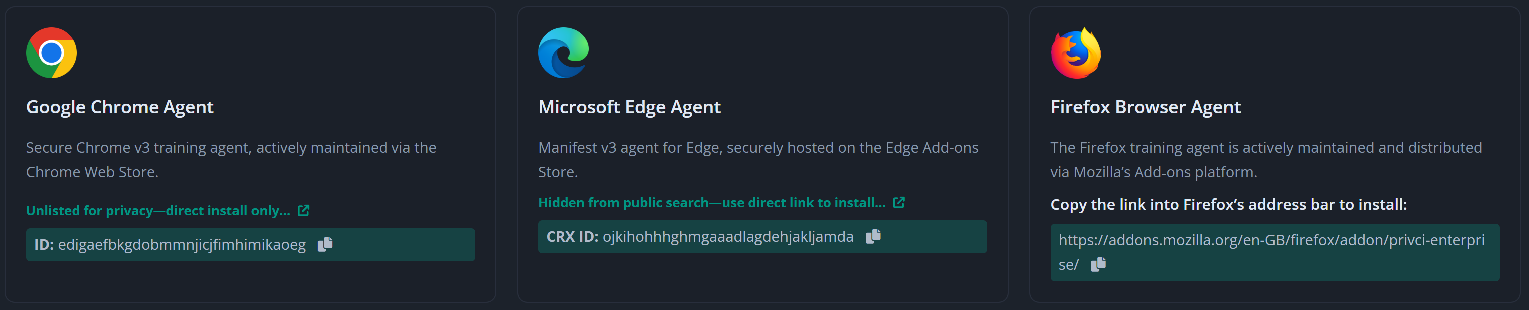 Overview of Privci’s browser‑based Training Agents