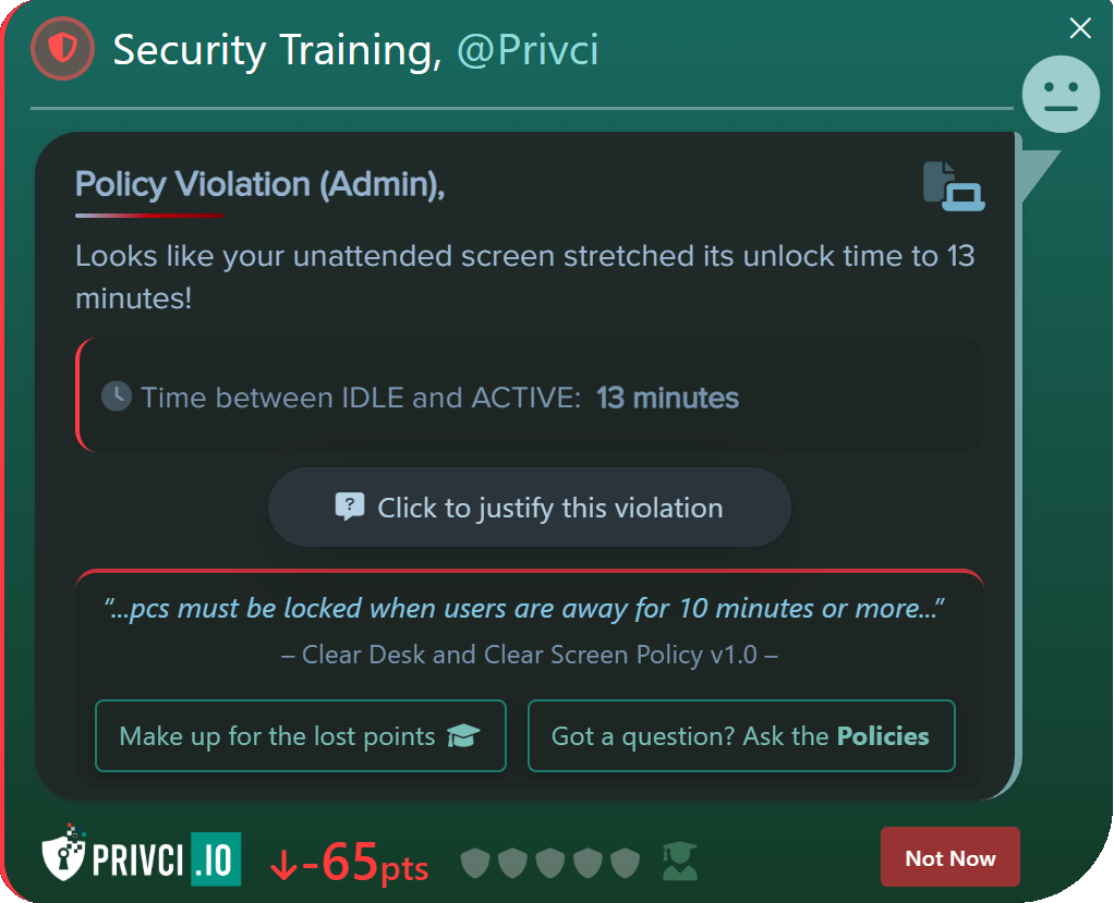 Detailed violation prompt