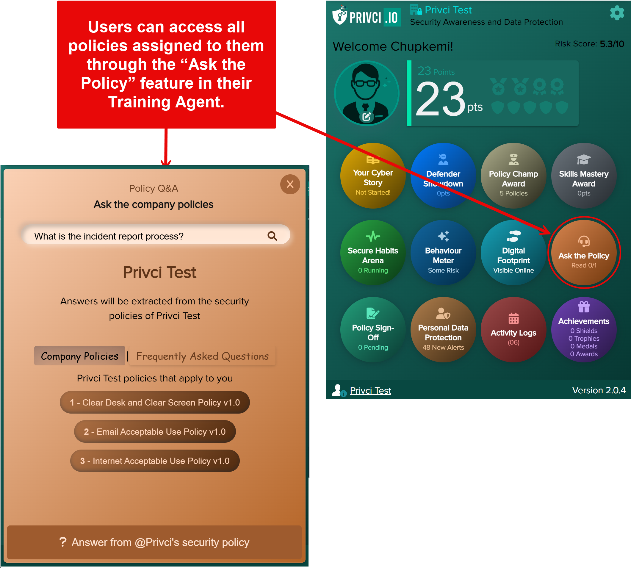 Policies Training Agent