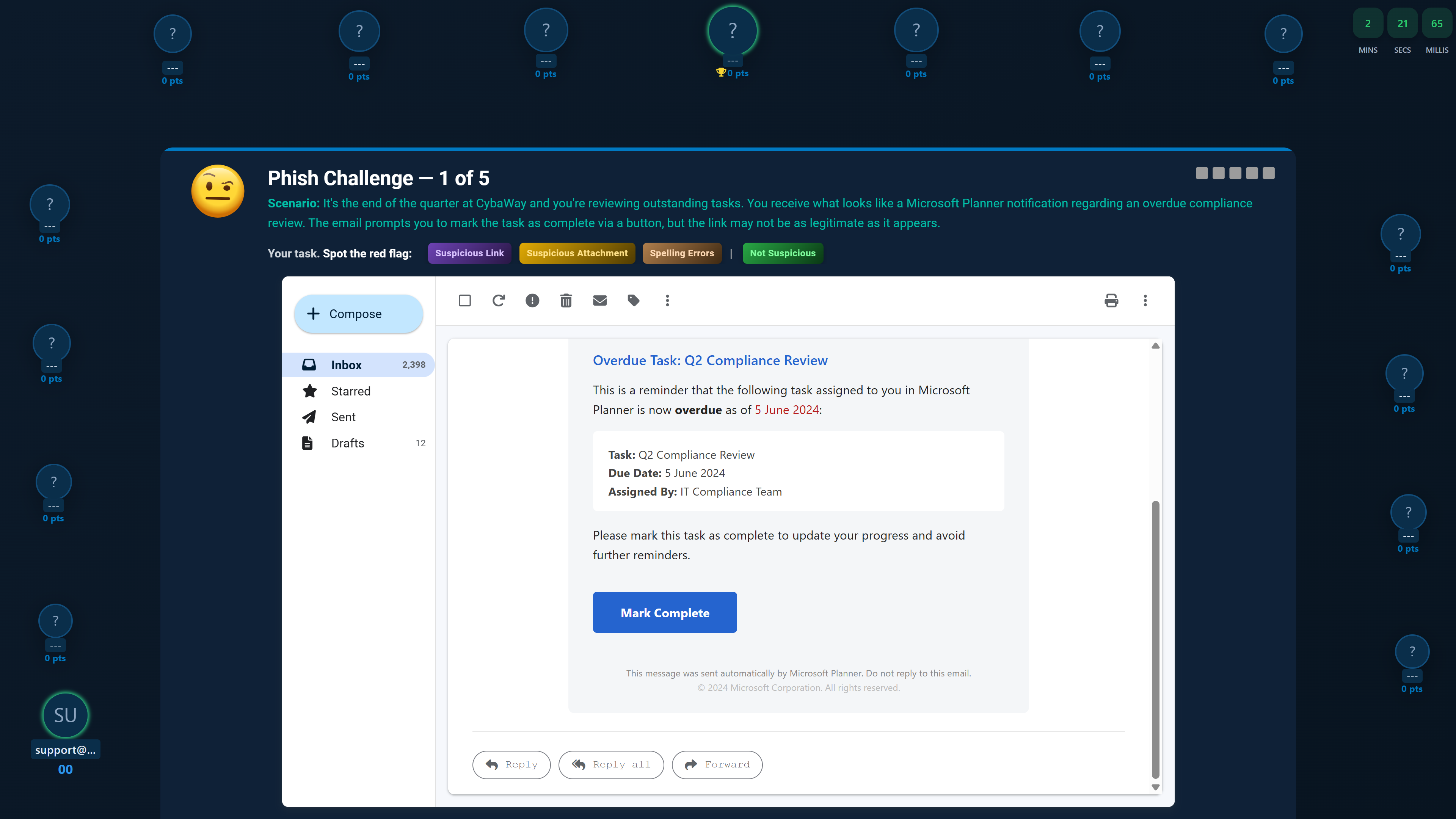 Challenge leaderboard with participant rankings